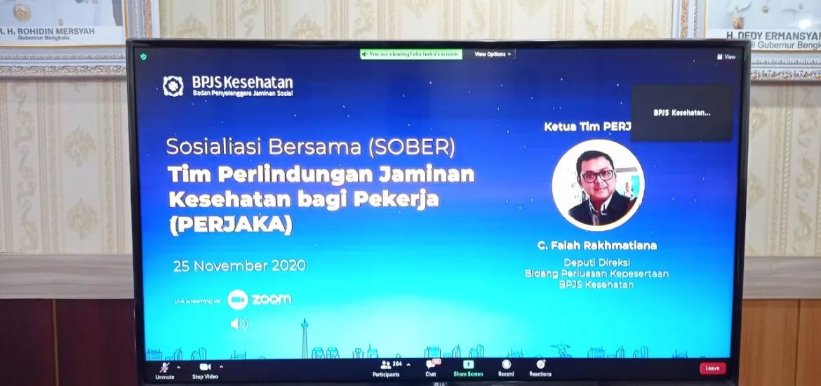 Pemprov Bengkulu Ikuti Sosialisasi Tim Perlindungan Jaminan Kesehatan bagi Pekerja