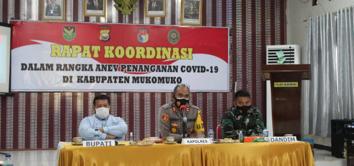Polres Mukomuko Gelar Rakor Lintas Sektoral, Anev Penanggulangan Covid-19