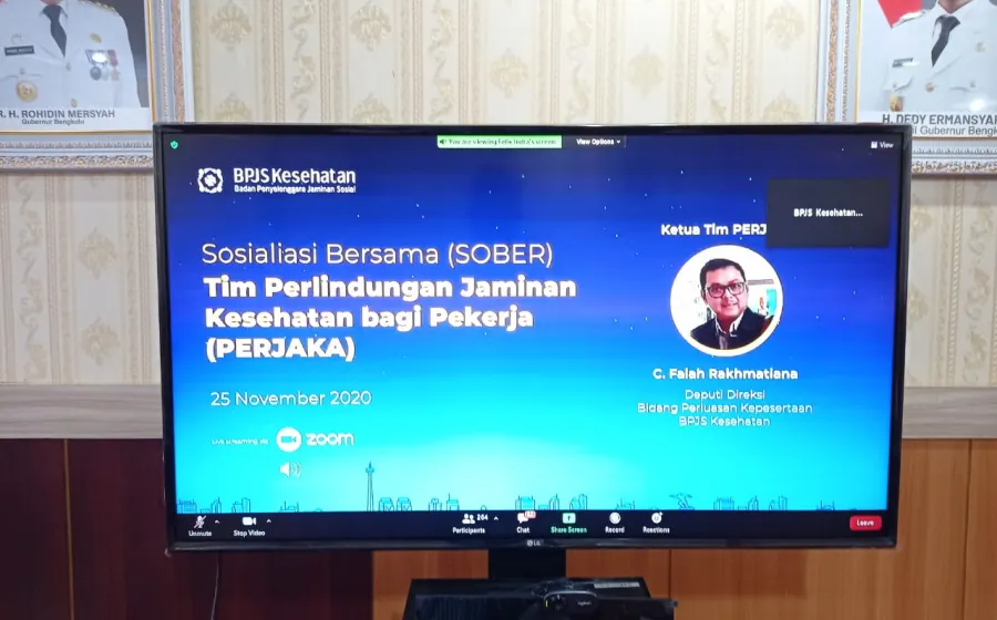 Pemprov Bengkulu Ikuti Sosialisasi Tim Perlindungan Jaminan Kesehatan bagi Pekerja