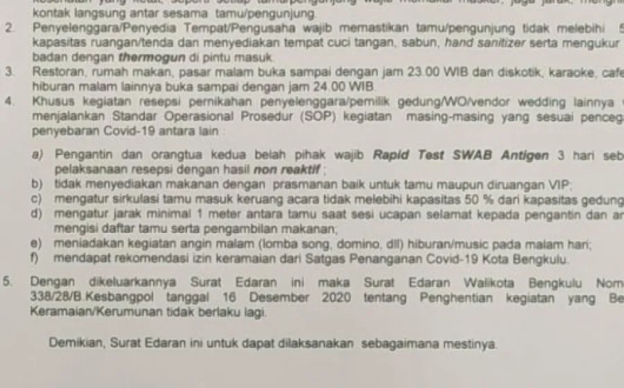 Pemerintah Kota Telah Izinkan Pesta Pernikahan, tapi Pengantin Wajib Rapid Test SWAB